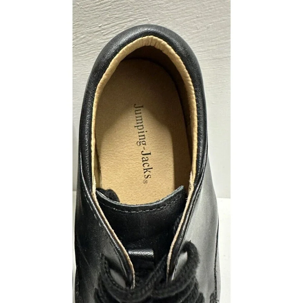 Jumping Jacks boys toddler size 8.5M dress lace up black leather shoes